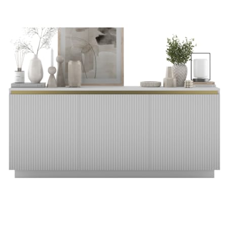 Komoda Glamour Nowoczesna Szafka RTV Biały MAT ryflowane fronty 166,8 cm