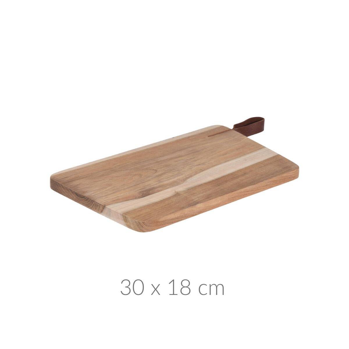 Deska do krojenia z drewna tekowego z uchwytem ze skóry