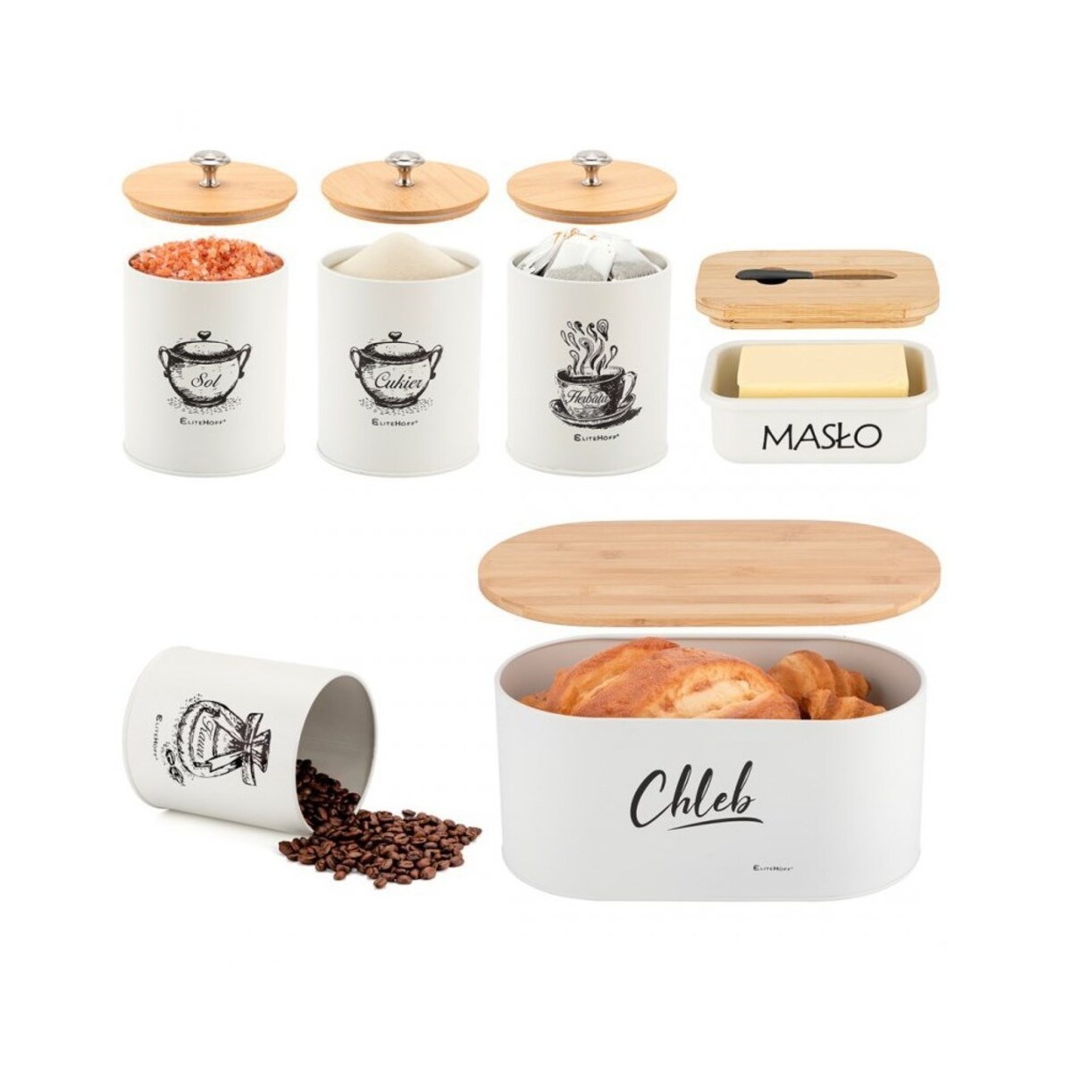 Elitehoff chlebak z zestawem pojemników i maselniczka 62307