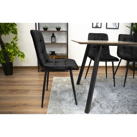 Krzesło Do Jadalni Kuchni Salonu Kara - Czarny Aksamit X 2