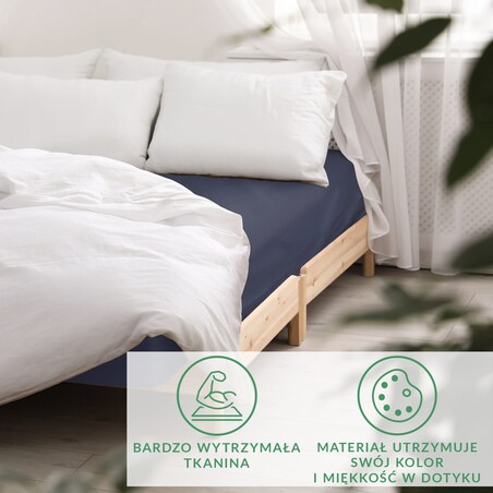 Prześcieradło satynowe bez gumki 160x220 kolor ciemny granat