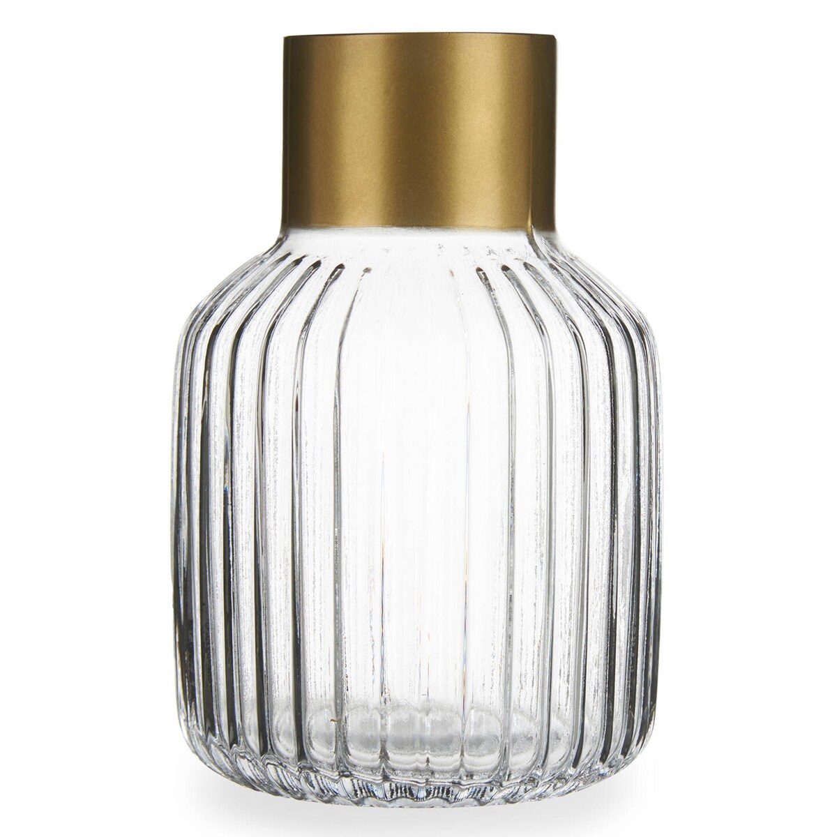 Prążkowany wazon ze złotym dekorem, wys. 22 cm