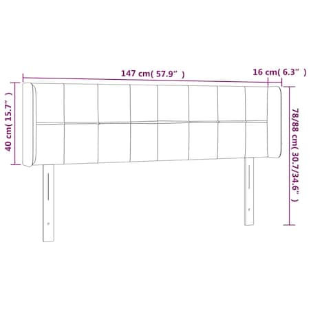 vidaXL Zagłówek uszak, kremowy, 147x16x78/88 cm, tkanina