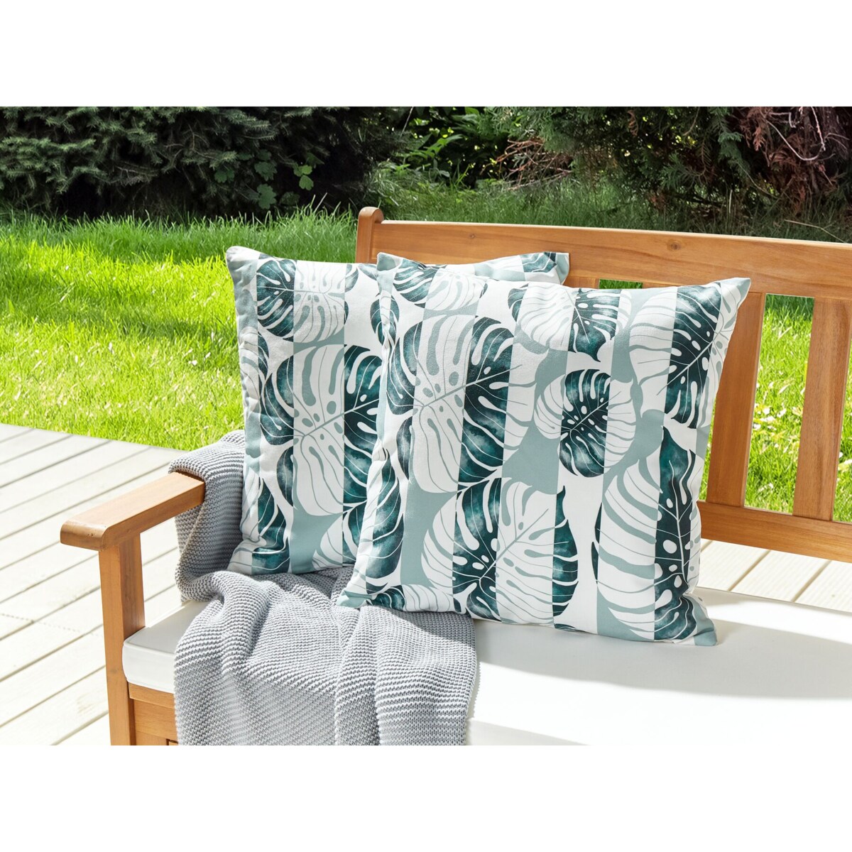 2 poduszki ogrodowe w liście 45 x 45 cm zielone TERMINI
