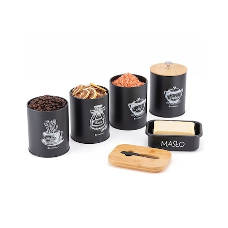Elitehoff zestaw 4 pojemników kuchennych i maselniczka 49316