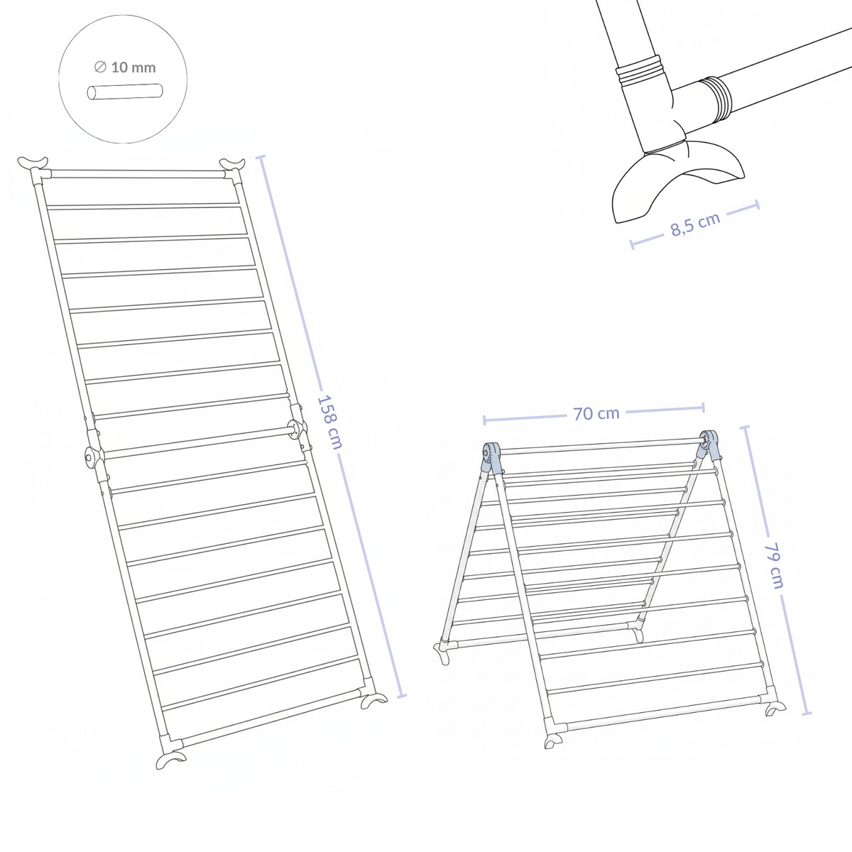 Suszarka na pranie łazienkowa, na wannę, 70 x 79 cm, MALO