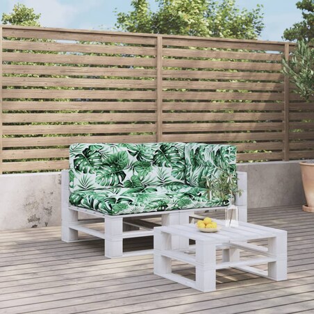 vidaXL Poduszki na palety, 3 szt., wzór w liście, tkanina