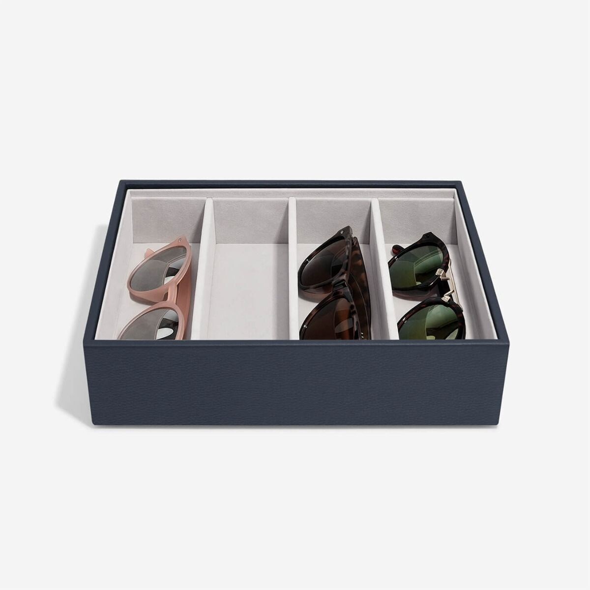 Pudełko na okulary Stackers Classic Pebble granatowe 4 komorowe