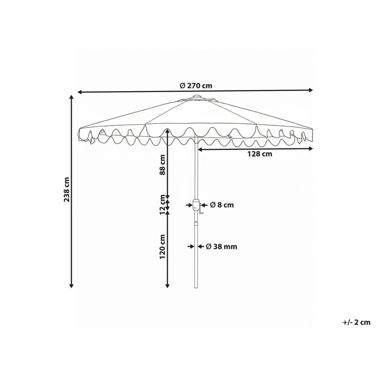 Parasol ogrodowy 270 cm ISOLOTTO Szary