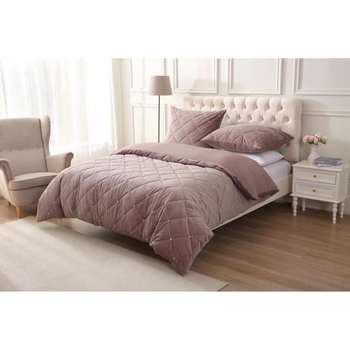 narzuta "diamond" 200x220 cm brudny róż NOWOŚĆ