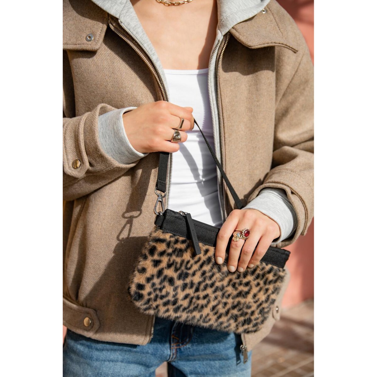 Torba MINI POUCH, leo fake fur