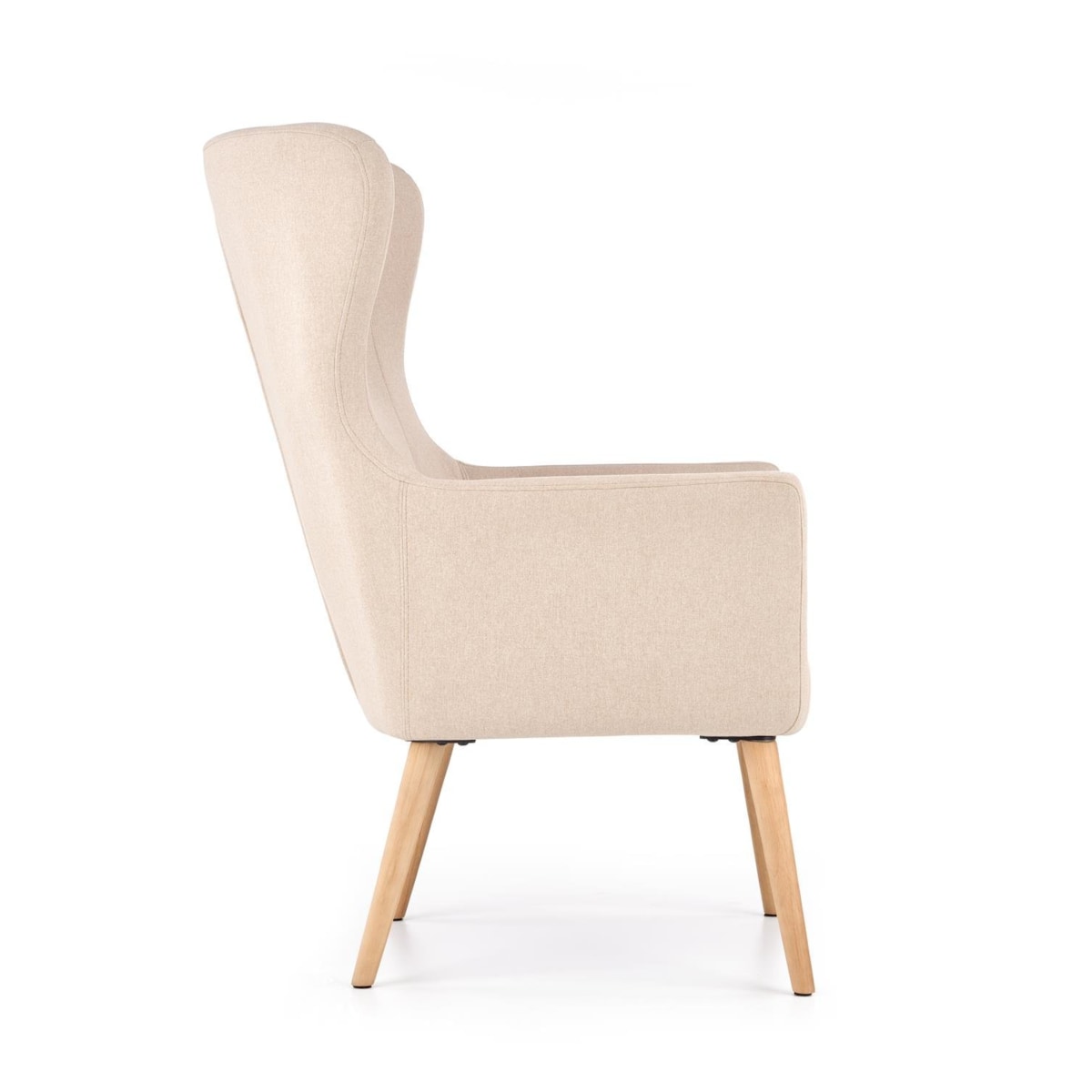 FOTEL TAPICEROWANY Damar beżowy NOGI Z LITEGO DREWNA