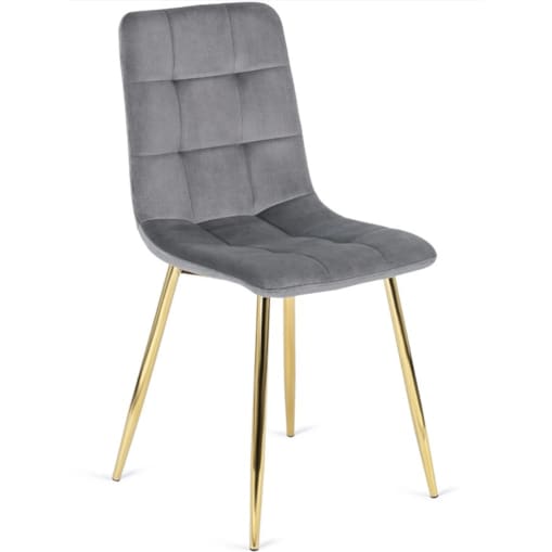 Krzesło Tapicerowane do Salonu YORK Szare Welurowe Nowoczesne Loft