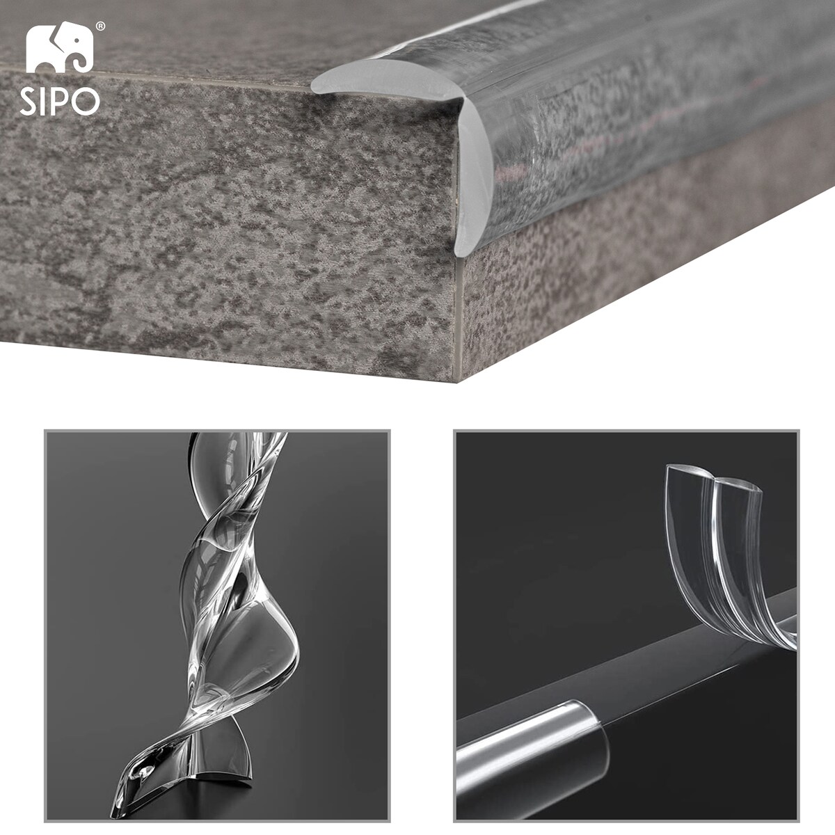 taśma silikonowa transparentna zabezpieczająca ostre krawędzie mebli, sipo, 3 metry