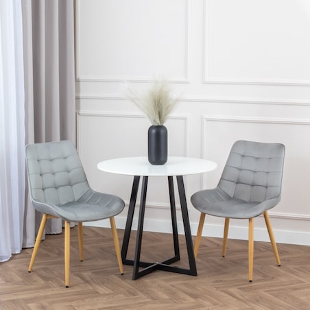 Krzesło tapicerowane do salonu jadalni pikowane welurowe szare