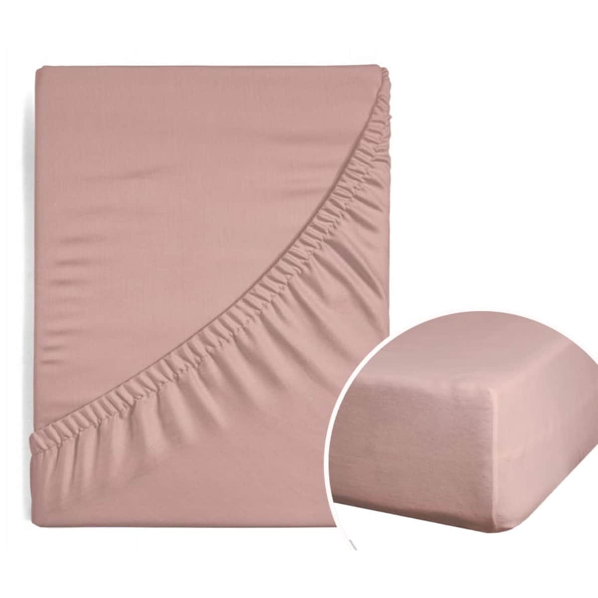 Duże Prześcieradło z Gumką Satynowe 220 x 200 Pudrowe Tradycyjne mocne