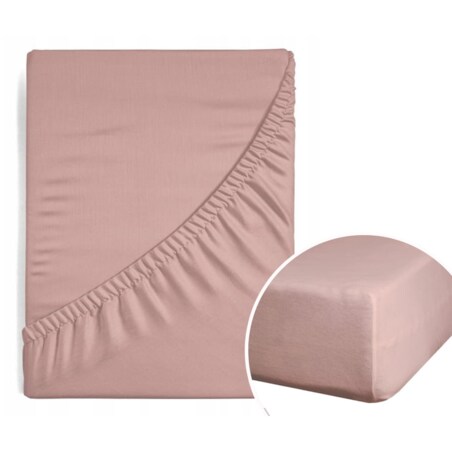 Duże Prześcieradło z Gumką Satynowe 220 x 200 Pudrowe Tradycyjne mocne