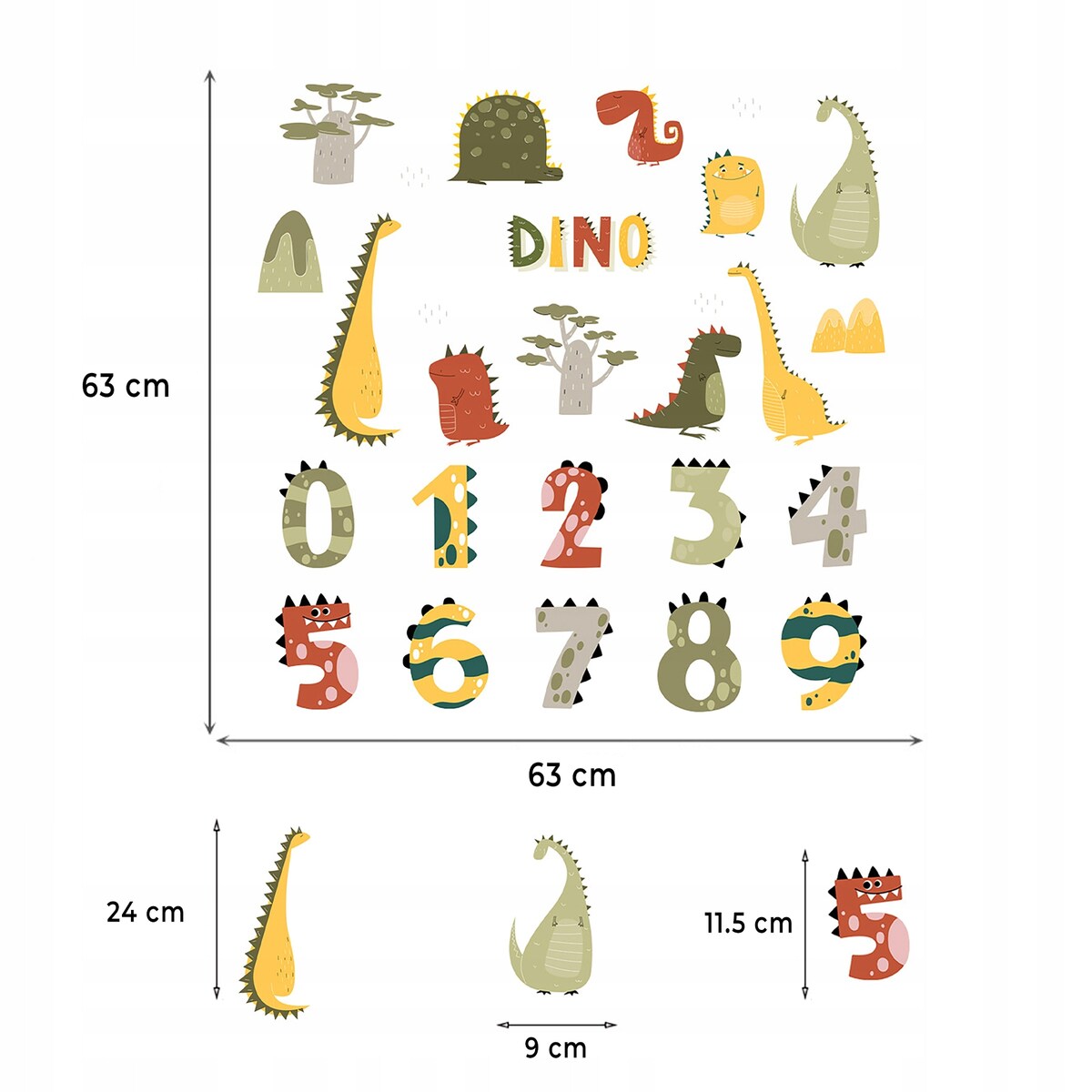 naklejki na ścianę do pokoju dziecka, sipo, cyfry dino