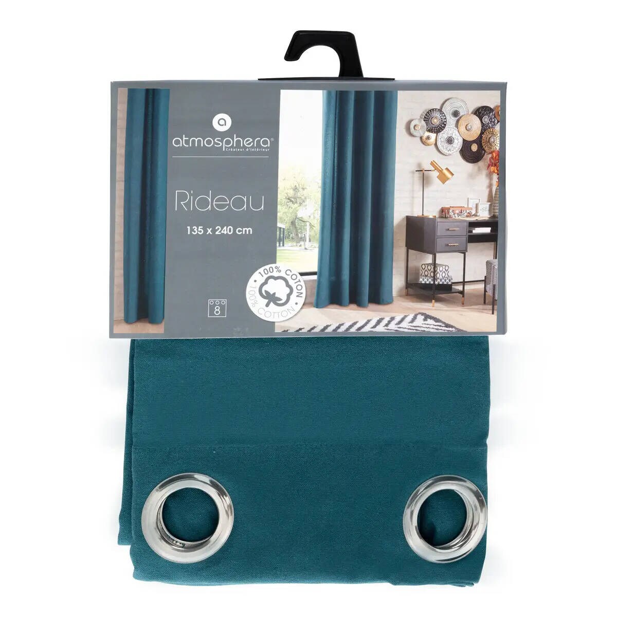 Zasłona bawełniana na przelotkach ANJALI, 135 x 240 cm