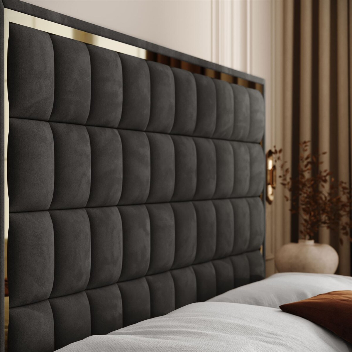 Łóżko kontynentalne ISADORA II GOLD, pojemnik na pościel, 160x200, RV 185, topper