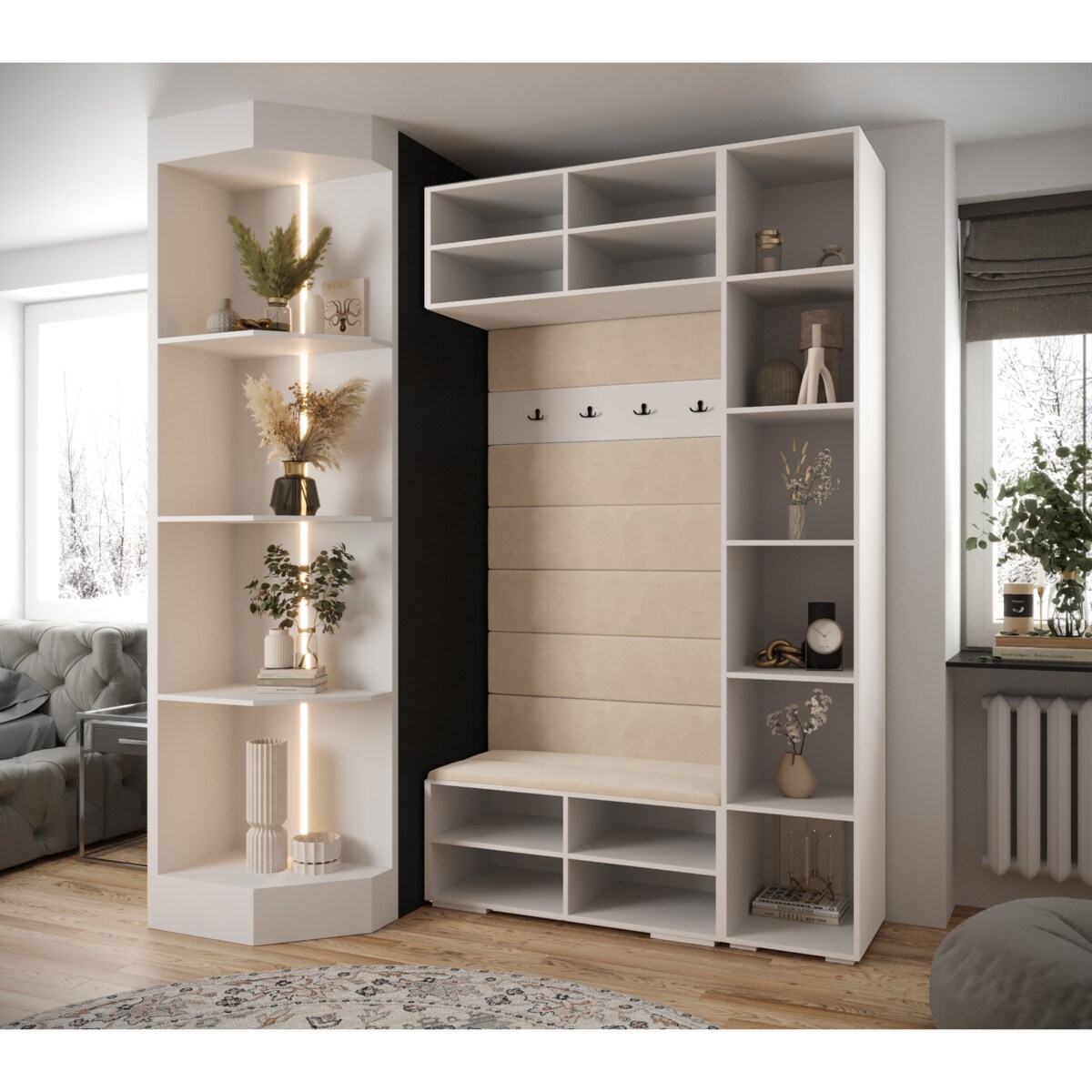 Garderoba do przedpokoju INOVA 3 Z20 biały+czarny+manila04