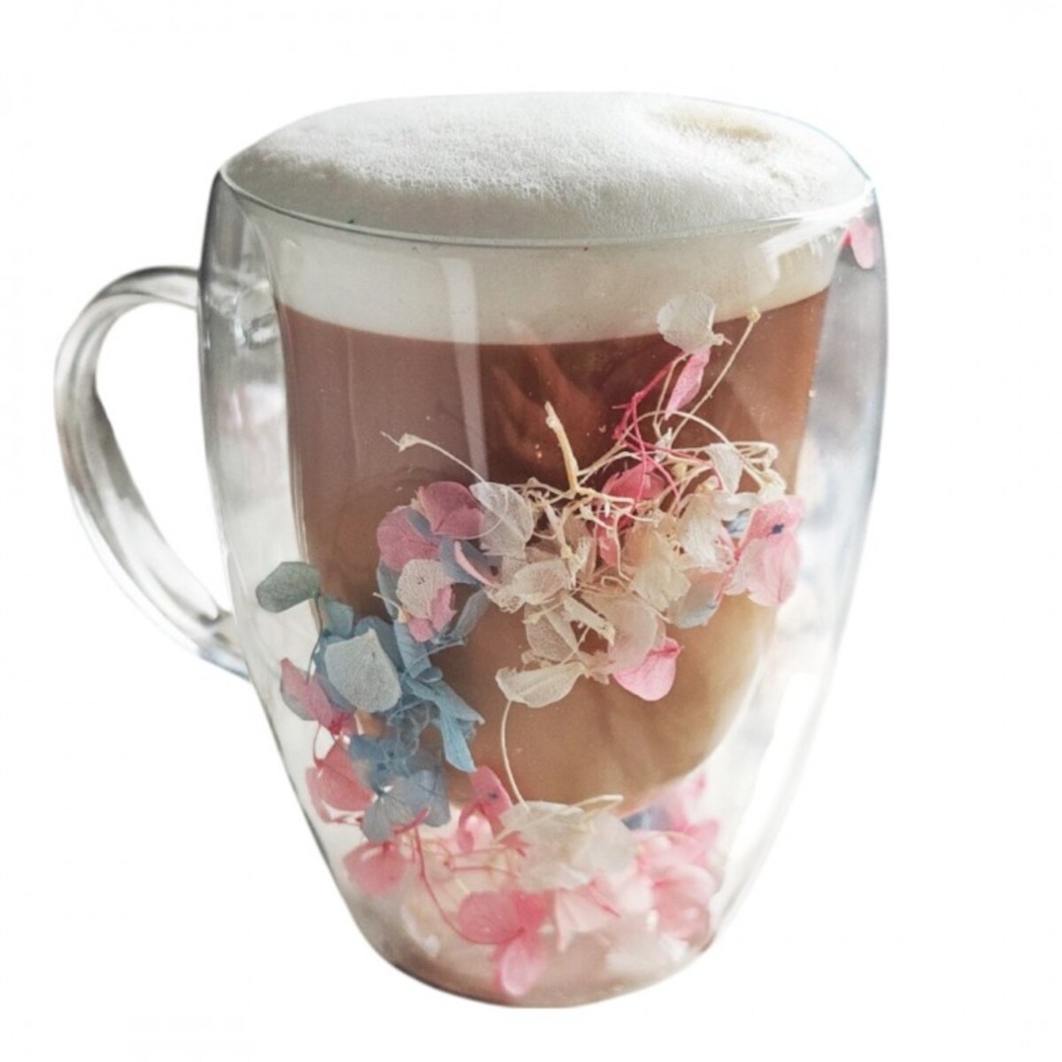 Szklanka termiczna z kwiatami w środku, hortensje trójkolorowa 300 ml 1szt SZK179