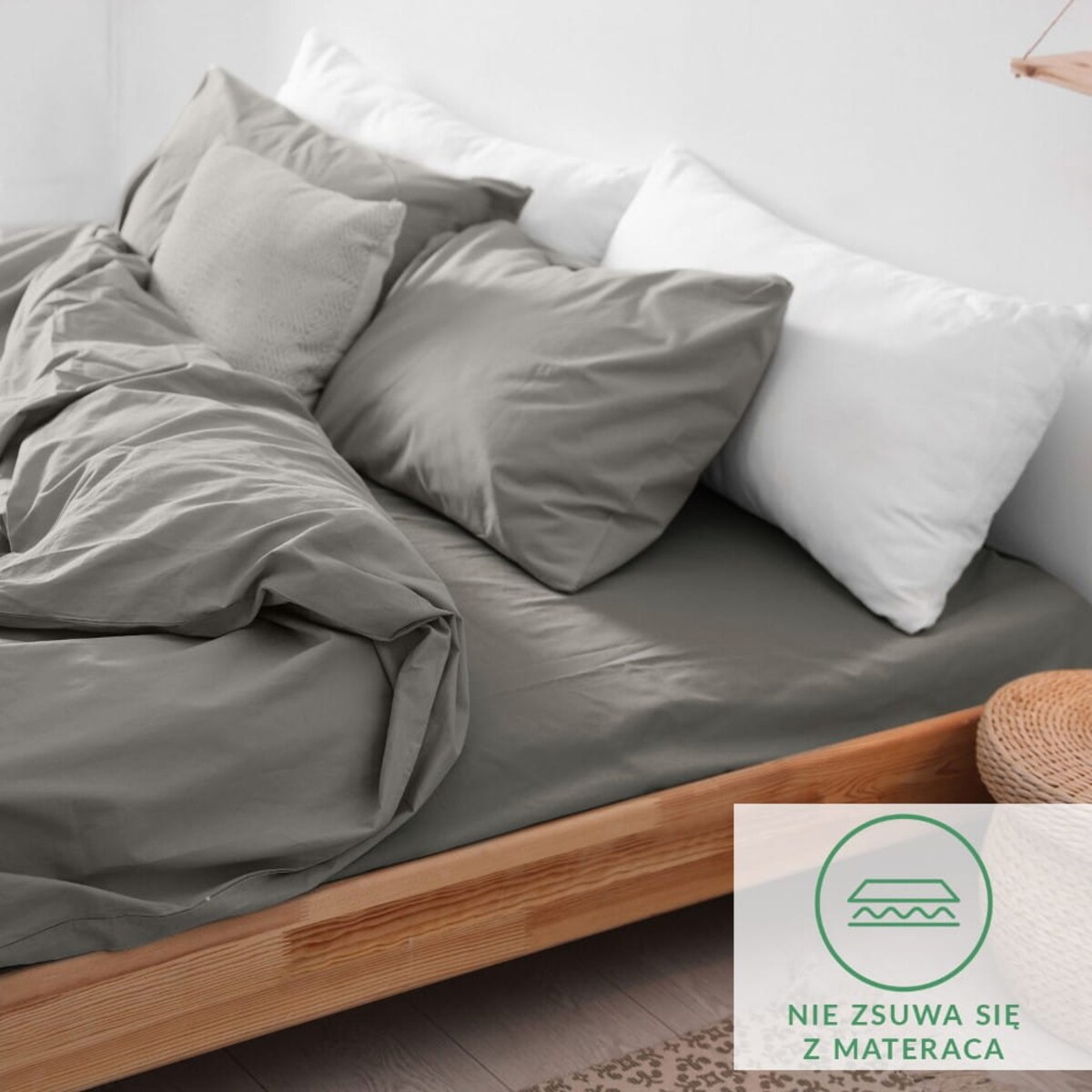 Prześcieradło flanela z gumką 140x200 kolor szary