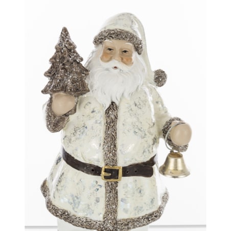 Figurka - Mikołaj biało-srebrny 18x10 cm