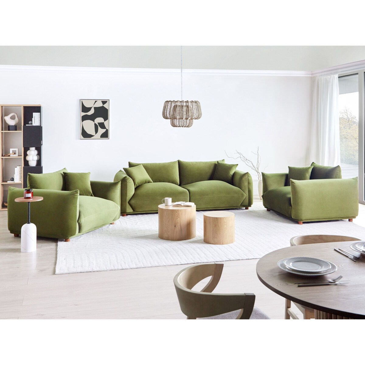 Sofa 3-osobowa welurowa zielona LUVOS