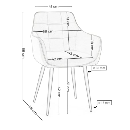 Krzesło tapicerowane welurowe GALLO velvet szary