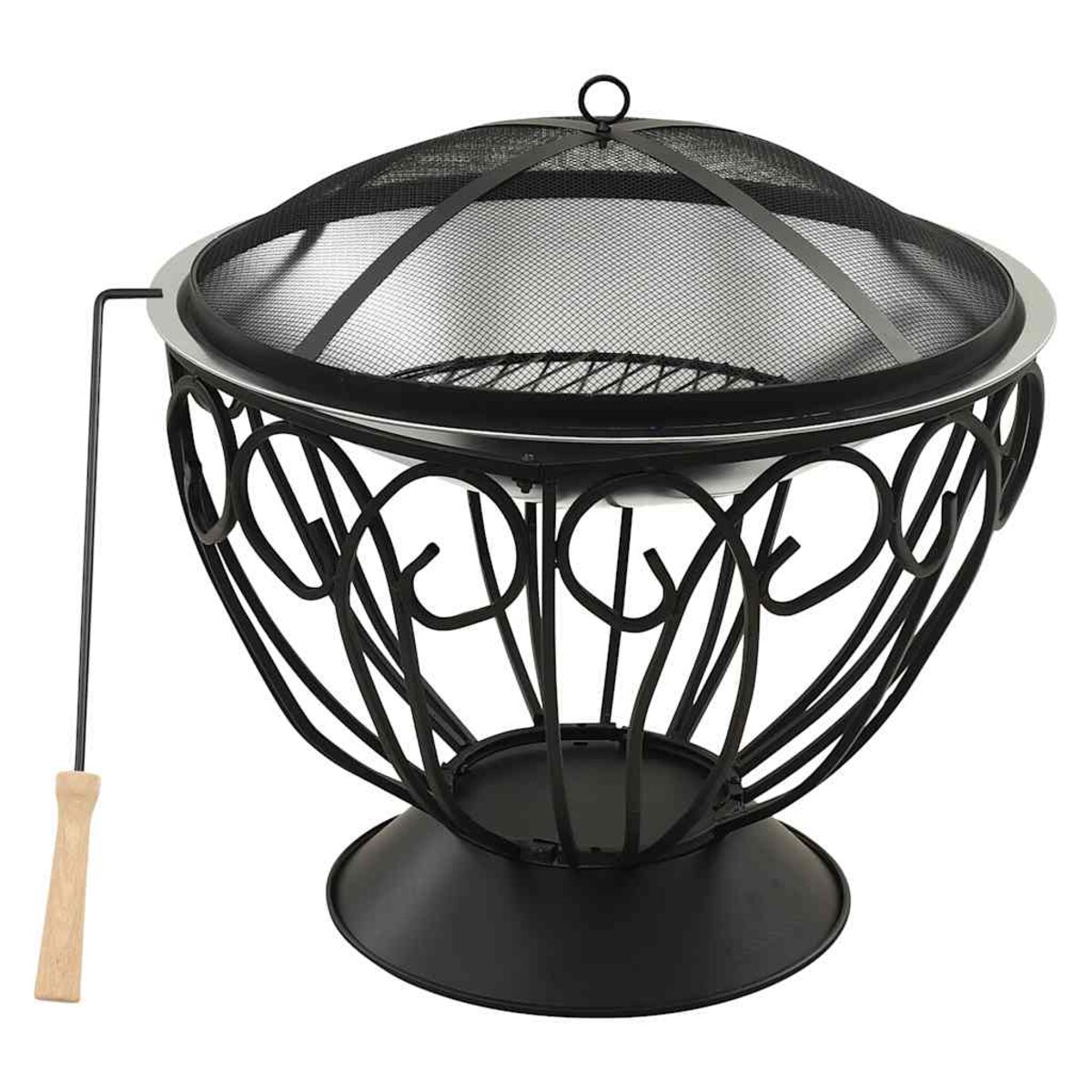 vidaXL Palenisko i grill 2-w-1, z pogrzebaczem, 59x59x60 cm, stal