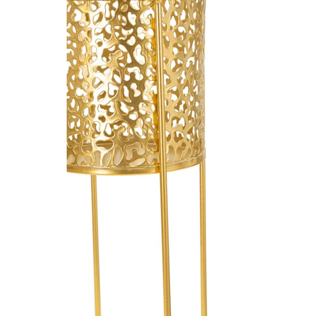 Kwietnik metalowy NAT, zestaw 2 szt., złoty, Ø 17x46 i 14x34 cm