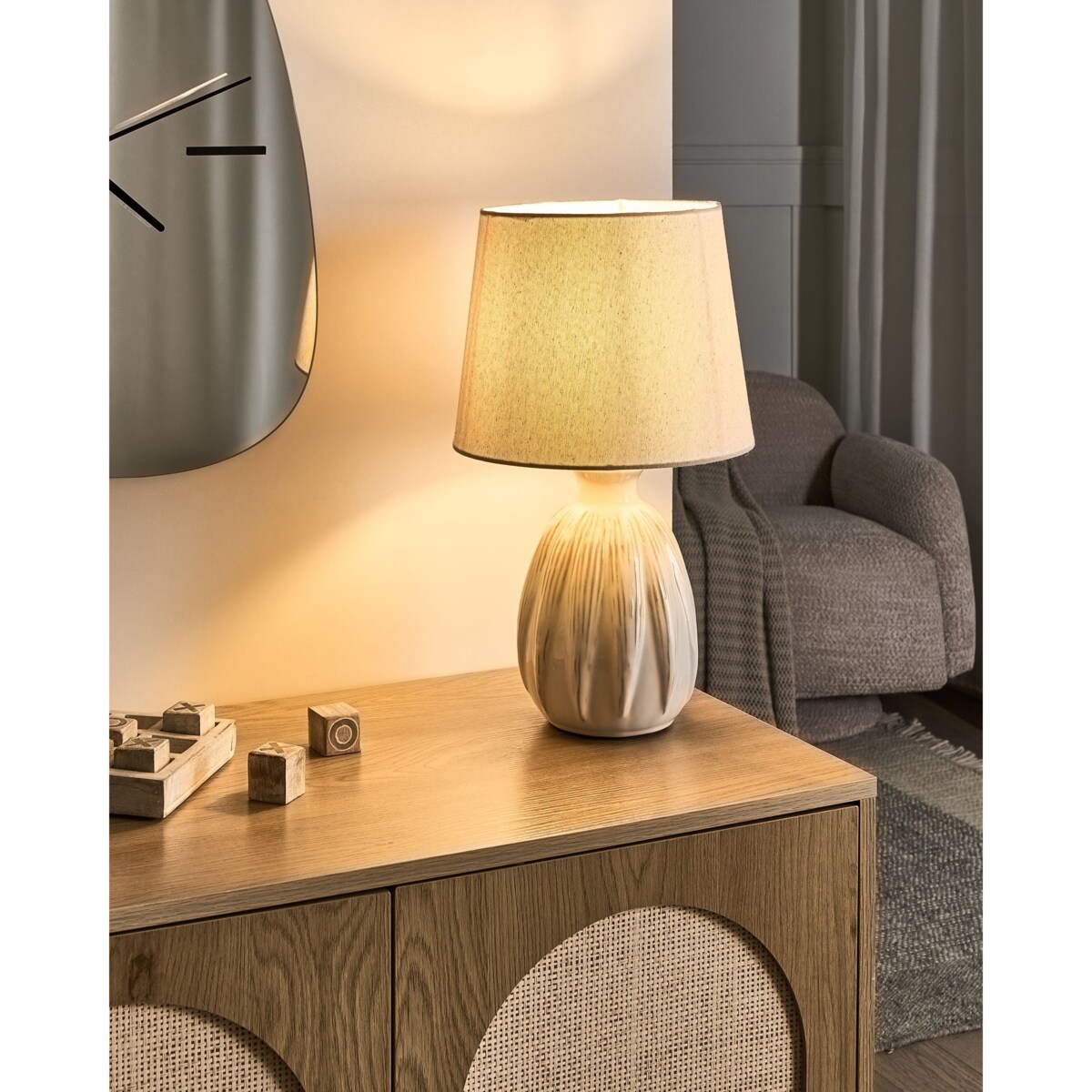 Lampa stołowa AGUAN Ceramika Jasnobeżowy