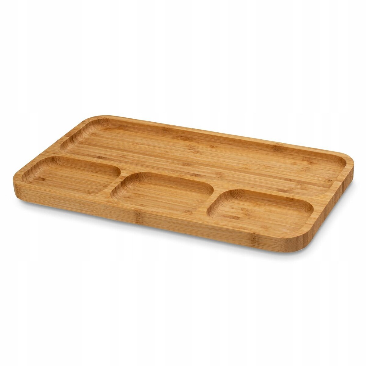 TALERZ BAMBUSOWY PATERA NA PRZEKĄSKI SERY oliwki wędlinkę jedzenie 33 cm