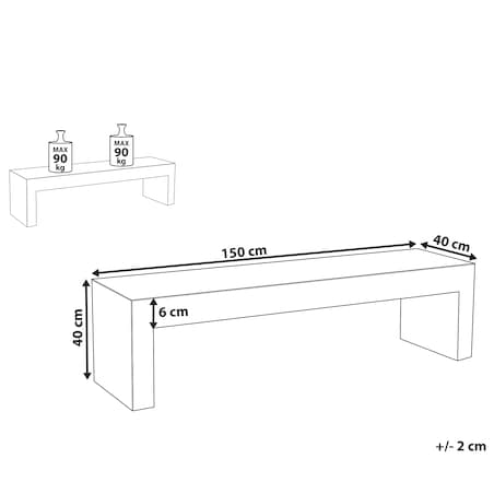 Ławka ogrodowa TARANTO 150 cm Beton Szary