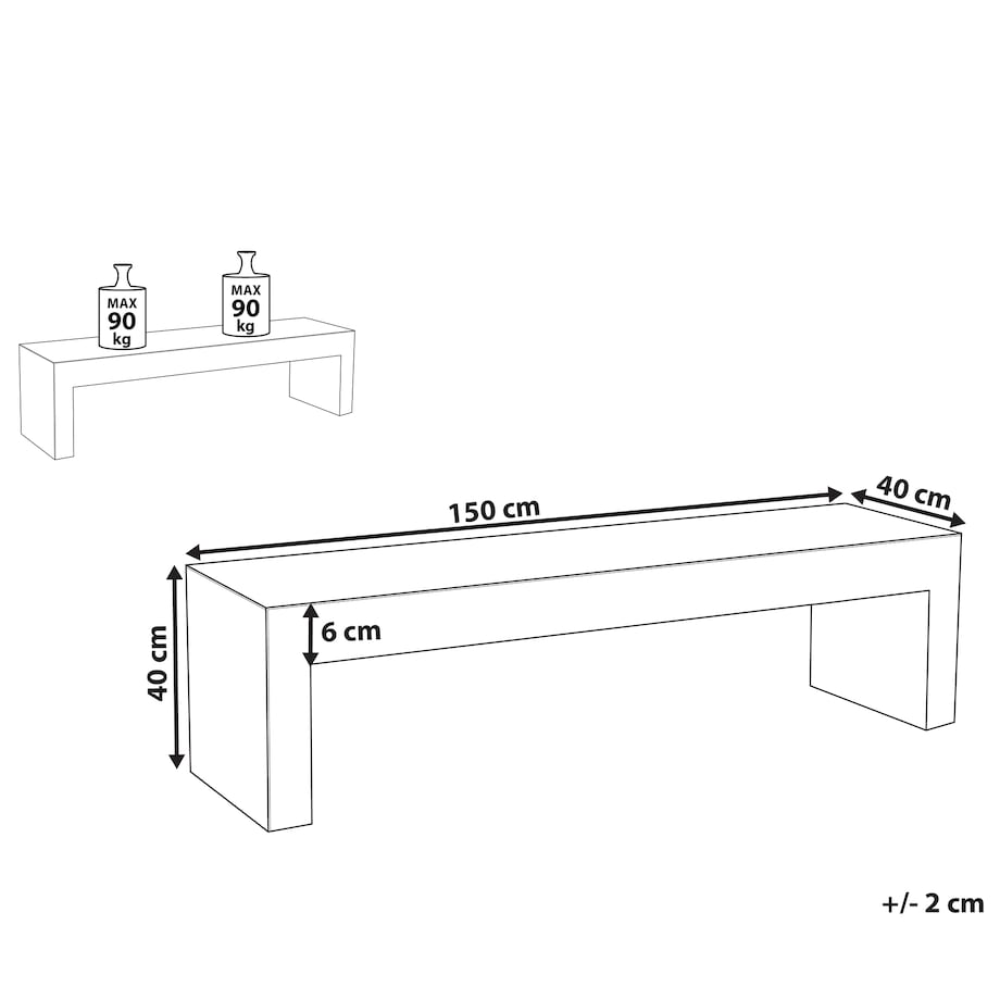 Ławka ogrodowa TARANTO 150 cm Beton Szary