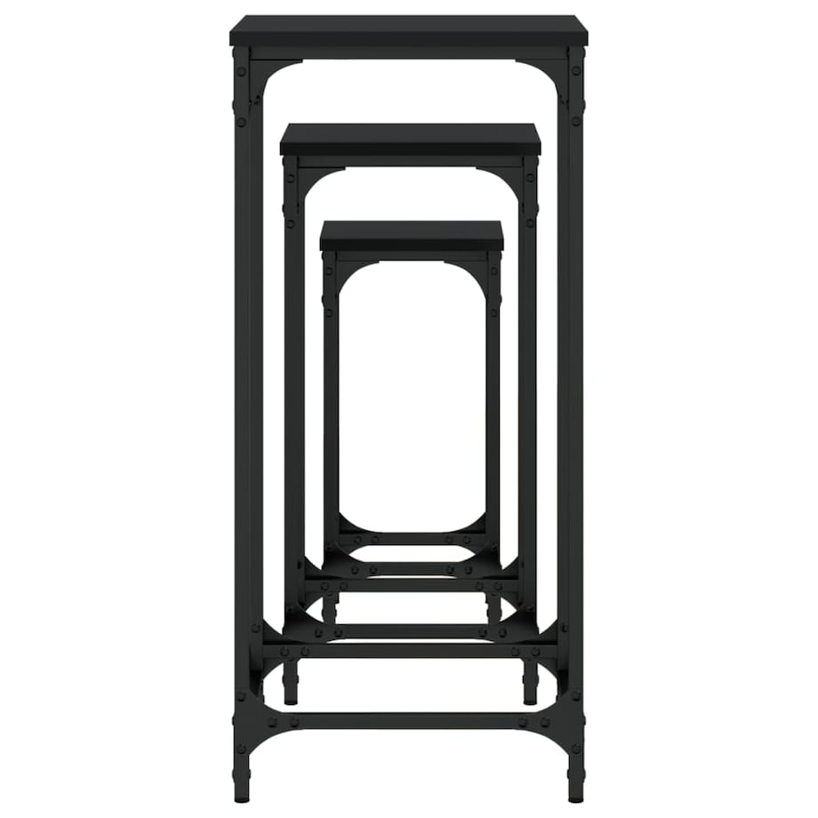 vidaXL Stoliki wsuwane jeden pod drugi, 3 szt., czarne