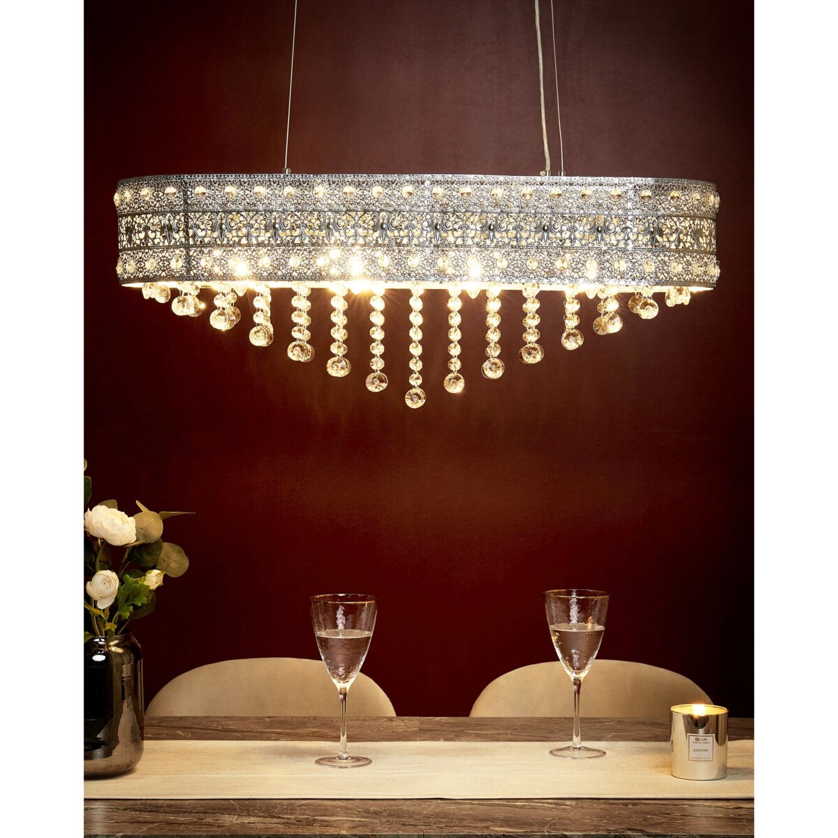 Żyrandol metalowy 4-punktowy srebrny BELELLE