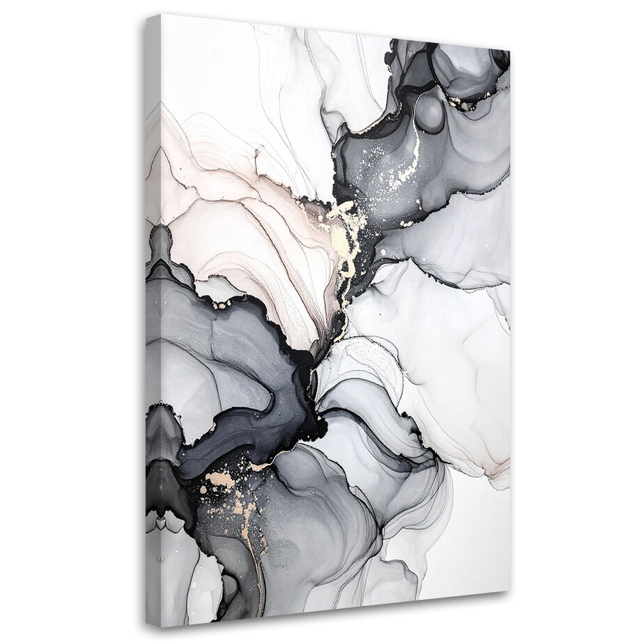 Obraz czarno złoty do salonu jadalni biura, Nowoczesna Abstrakcja 40x60