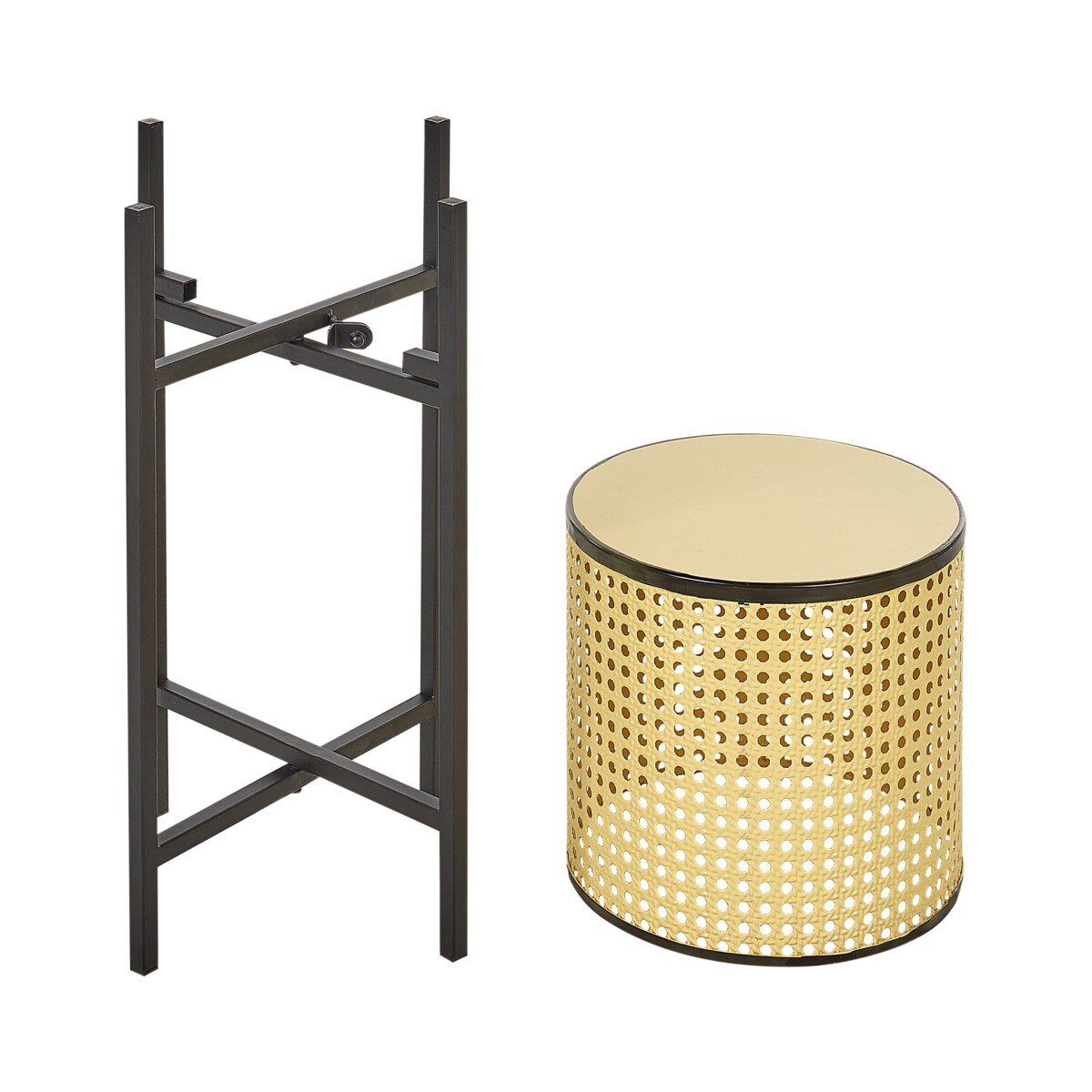 Doniczka na stojaku metalowa beżowa FALLOPIA