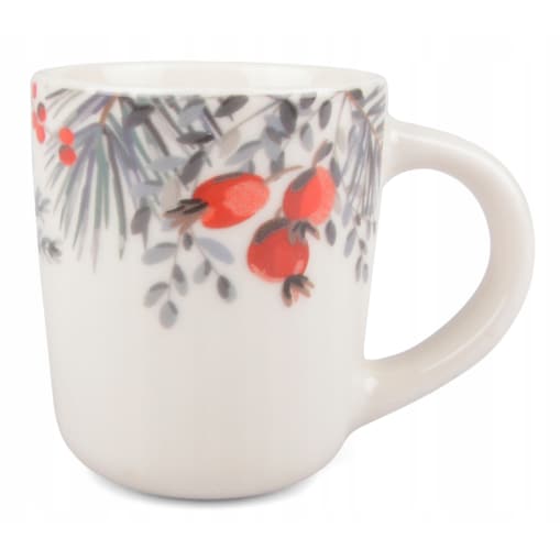 CERAMICZNY KUBEK NA ŚWIĘTA gałązki jarzębina szyszki 60ml