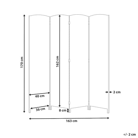 4-panelowy parawan pokojowy LAPPAGO Naturalny 163 cm 170 cm
