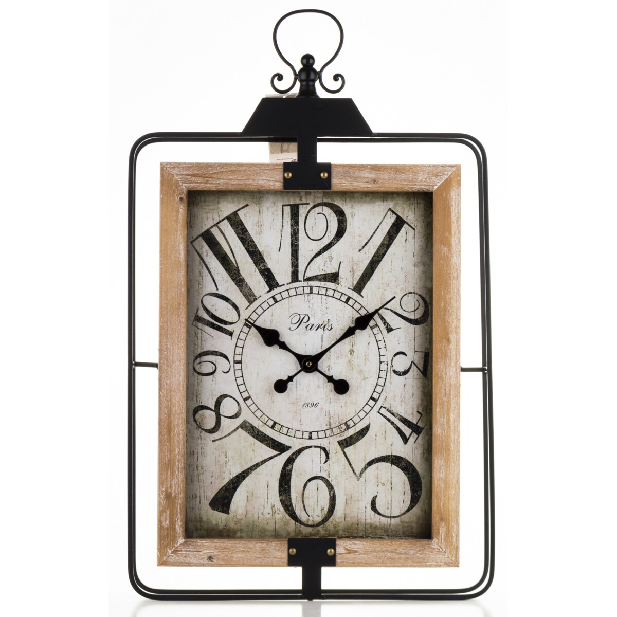 Duży zegar w metalowej prostokątnej ramie 75x46x6 cm RELOJ