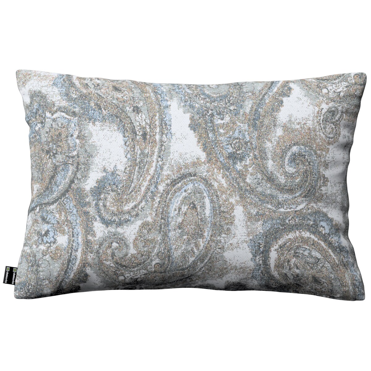 Poszewka Kinga na poduszkę prostokątną 60x40 niebiesko-zielony paisley na kremowym tle