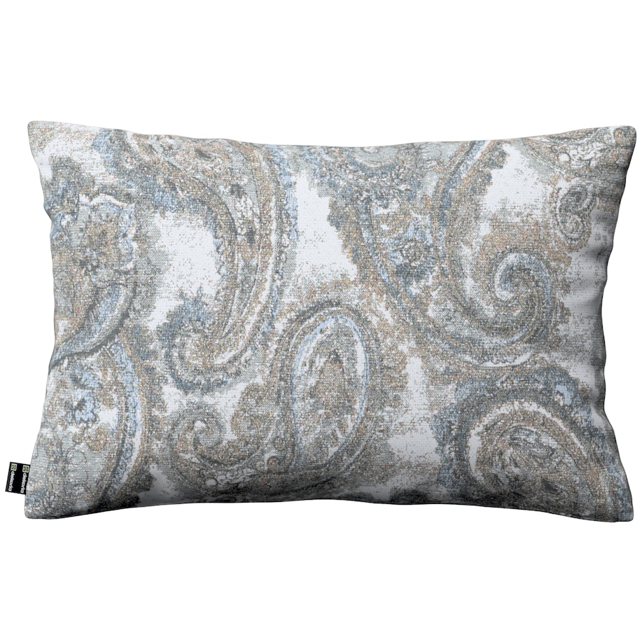 Poszewka Kinga na poduszkę prostokątną 60x40 niebiesko-zielony paisley na kremowym tle