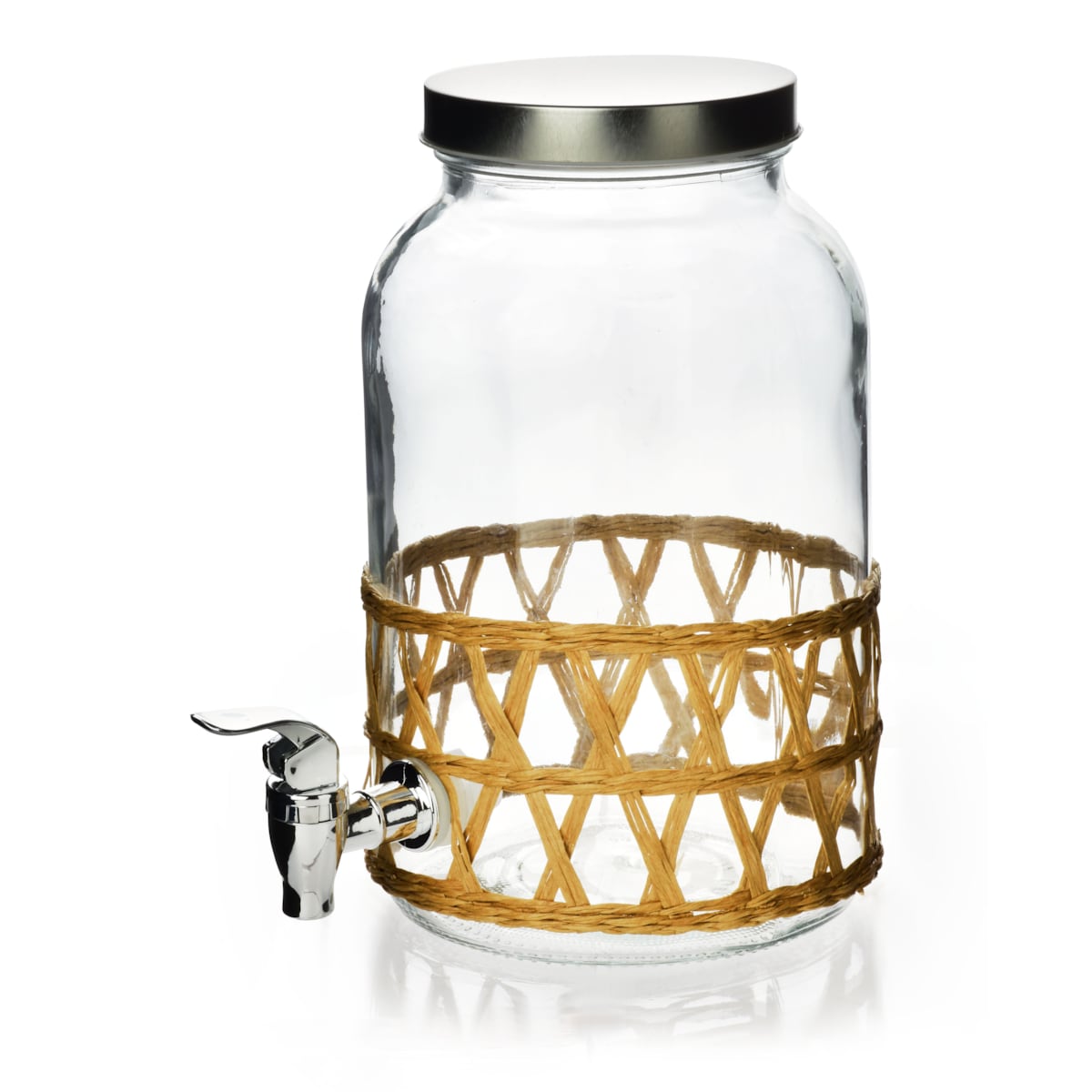 MODERN KITCHEN Słój szklany z kranikiem3.5L w oplocie 11.4x16x25.6cm