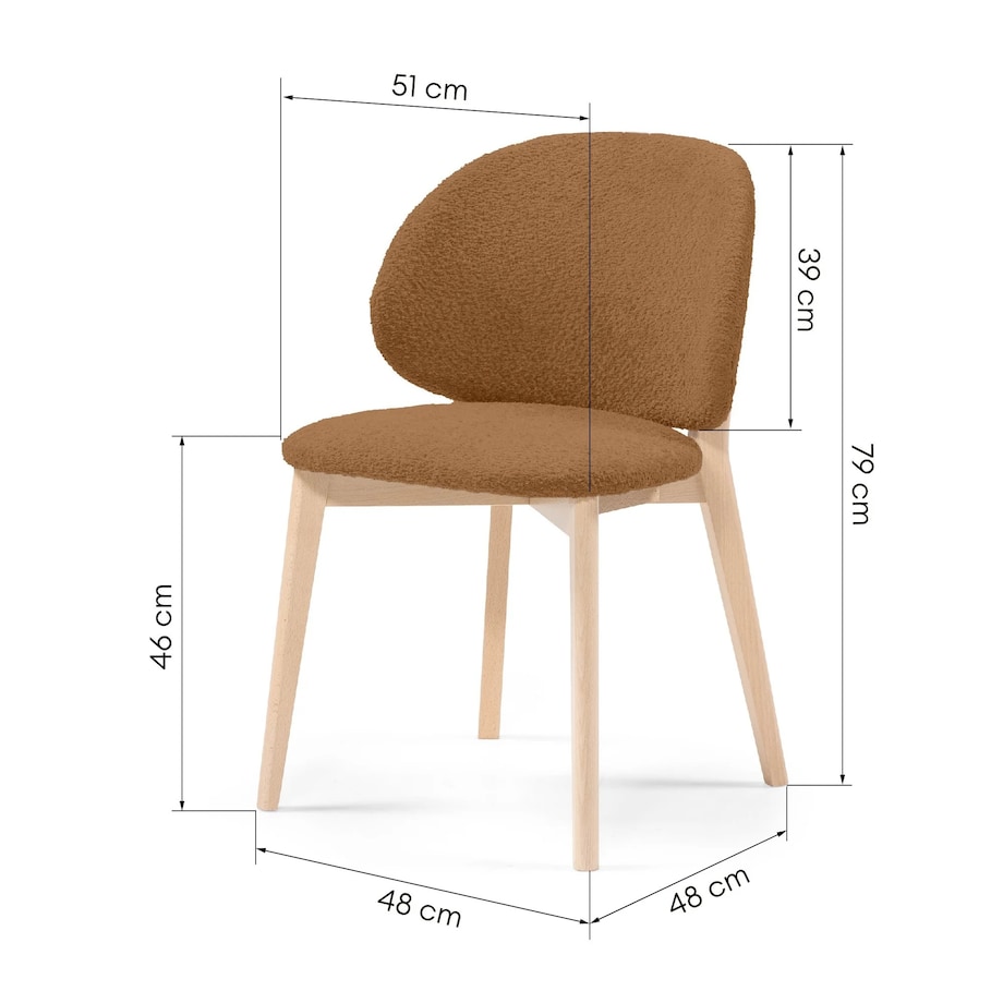 Krzesło SELMA -II miedziane/buk/boucle 79x48x48 cm