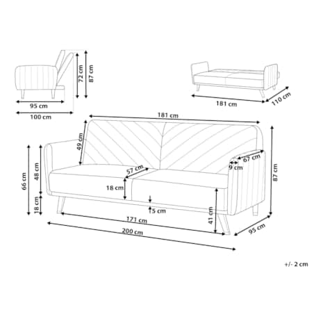 Sofa rozkładana welurowa bordowa SENJA