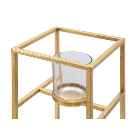 Świecznik dekoracyjny Elegant, 15 x 15 x 35 cm, świecznik na świecę, złoty, żelazo, szkło, styl glamour, Mauro Ferretti