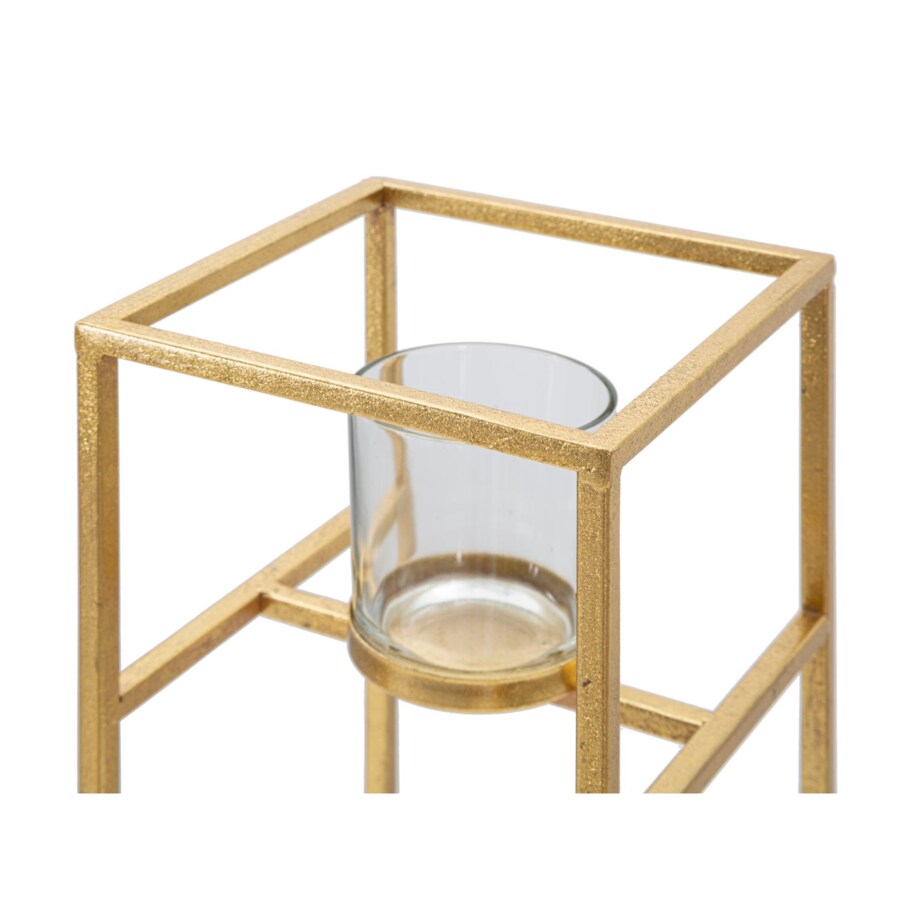 Świecznik dekoracyjny Elegant, 15 x 15 x 35 cm, świecznik na świecę, złoty, żelazo, szkło, styl glamour, Mauro Ferretti